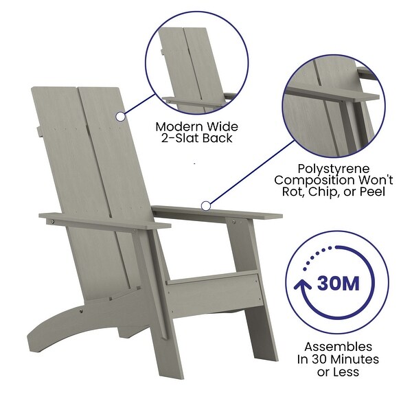 Set of 4 Modern Dual Slat Back Indoor/Outdoor Adirondack Style Chairs