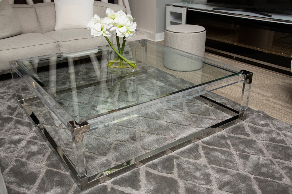 State St. Square Cocktail Table   Glass/Stainless Steel   Contemporary   Coffee Tables   by HedgeApple  Houzz