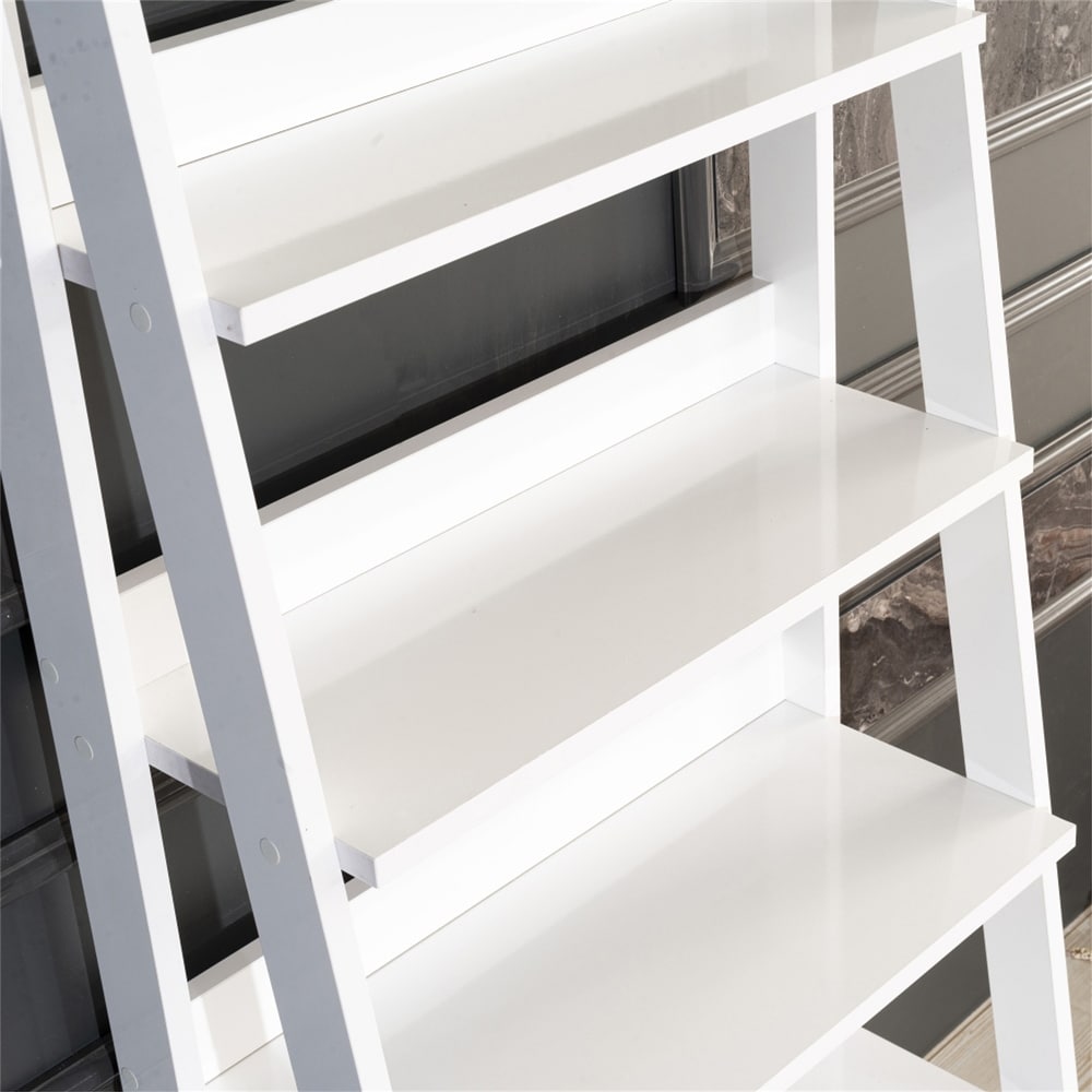 Bookshelf Bookcase with Storage Shelves Wood Frame for Office White