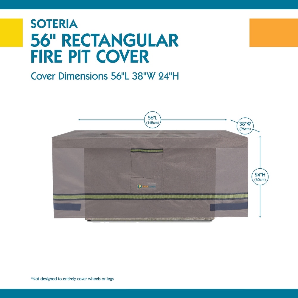 Duck Covers Soteria Waterproof 56 Inch Rectangular Fire Pit Cover
