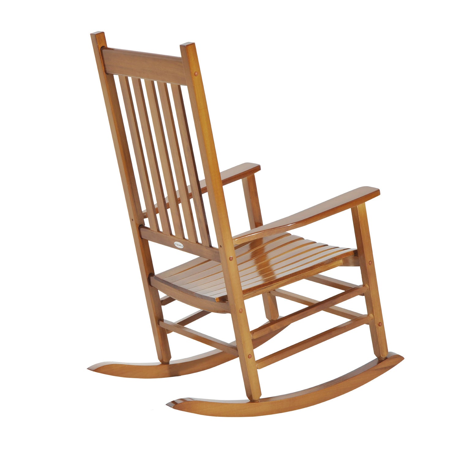 Outsunny Outdoor Rocking Chair, Wooden Rustic High Back All Weather Rocker, Slatted for Indoor, Backyard & Patio, Natural