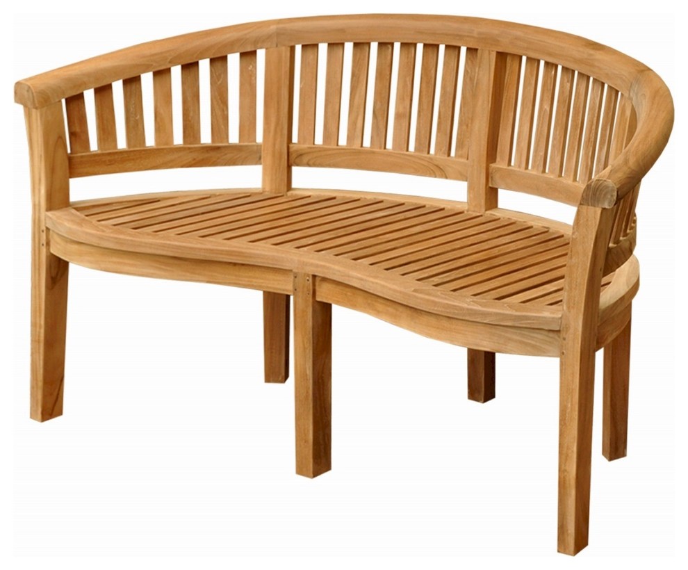 Curve 3 Seater Bench Extra Thick Wood   Transitional   Outdoor Benches   by Tuff Hut  Houzz