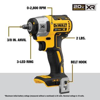 DW 20V MAX XR Cordless Brushless 38 in. Compact Impact Wrench (Tool Only) DCF890B