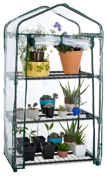 Pure Garden 3 Tier Mini Greenhouse With Cover 27.5x19x50 quot  Contemporary   Greenhouses   by DCG WholeSale  Houzz