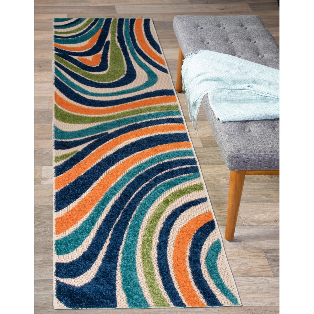 World Rug Gallery Modern Waves Indoor/Outdoor Area Rug