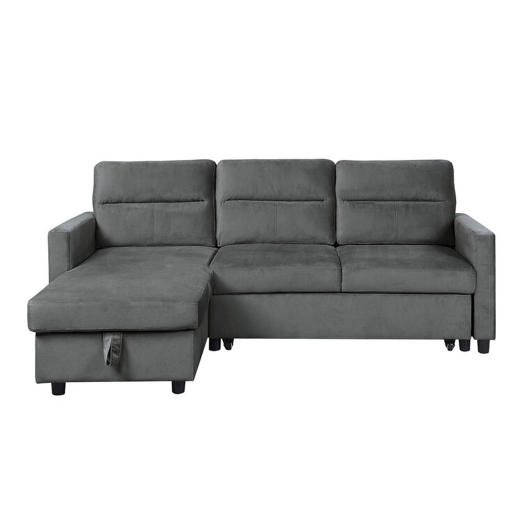 Velvet Reversible Sleeper Sectional Sofa