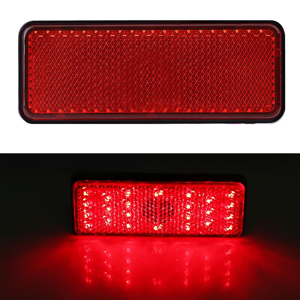 Universal Motorcycle Scooter Moped Rectangle Led Reflector Tail Brake Light Stop Lamp Red