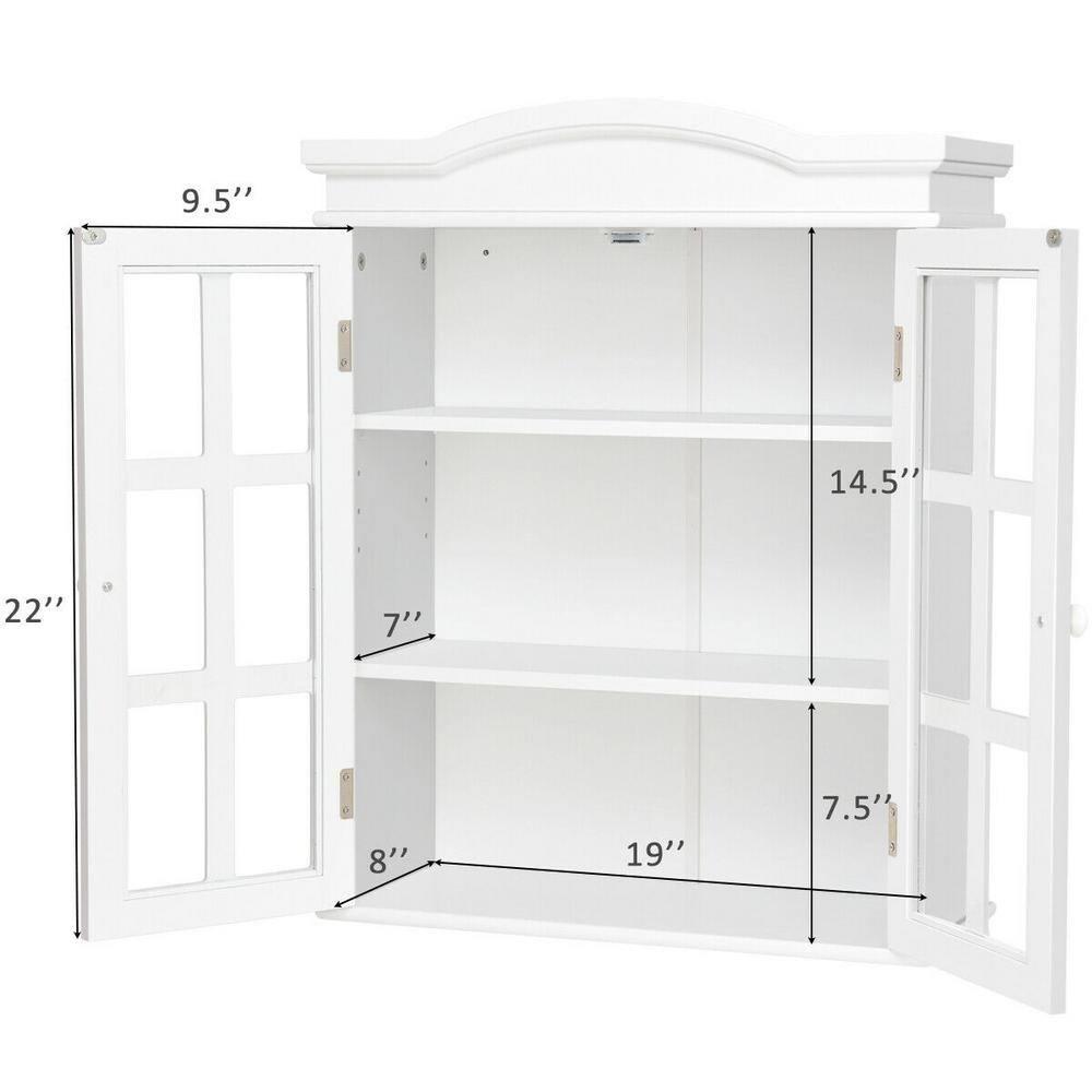 CASAINC 21 in W all Mount Double Doors Shelved Bathroom Medicine Cabinet in White