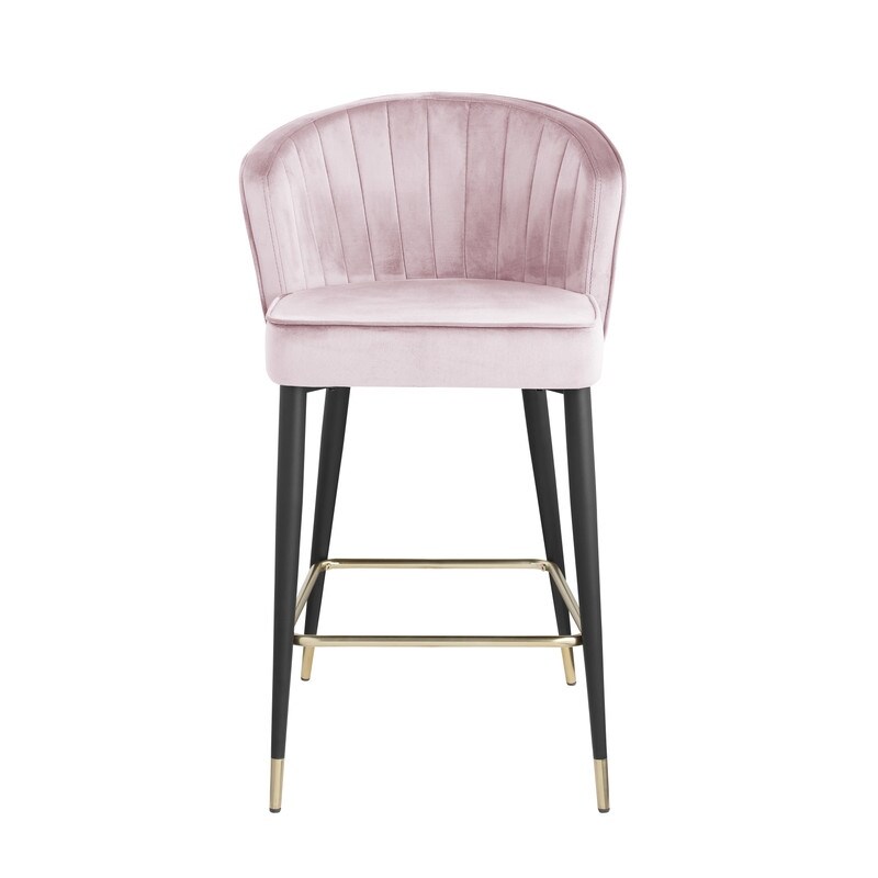 Contemporary Velvet Upholstered Counter Height Stool with Metal Legs