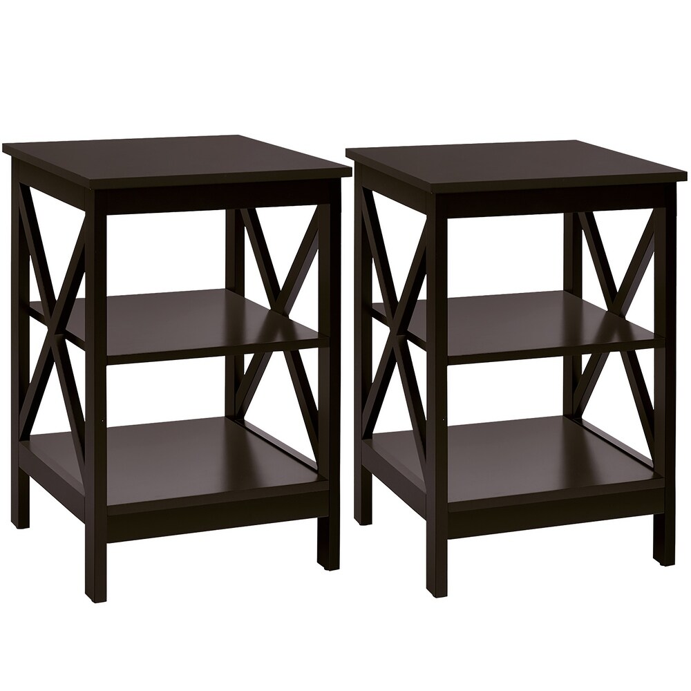 Copper Grove Nurota 3 tier X cross End Tables (Set of 2)