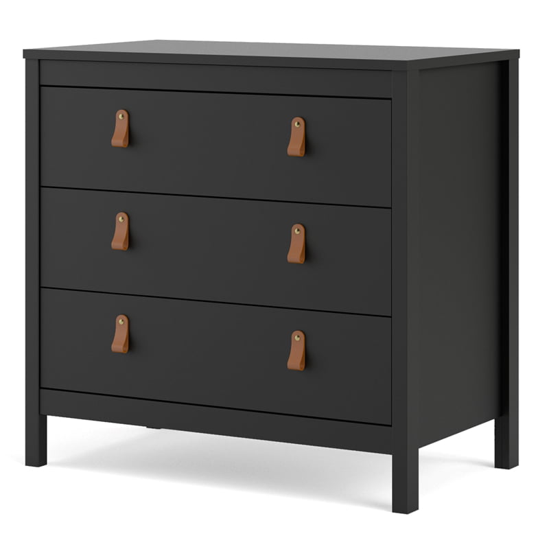 Madrid 3 Drawer Chest, Black Matte