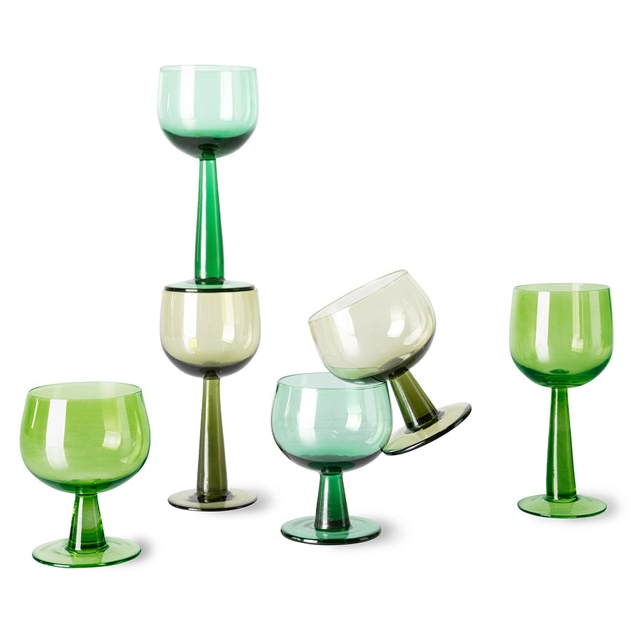 The Emeralds - Olive green wine glass low (set of 4)