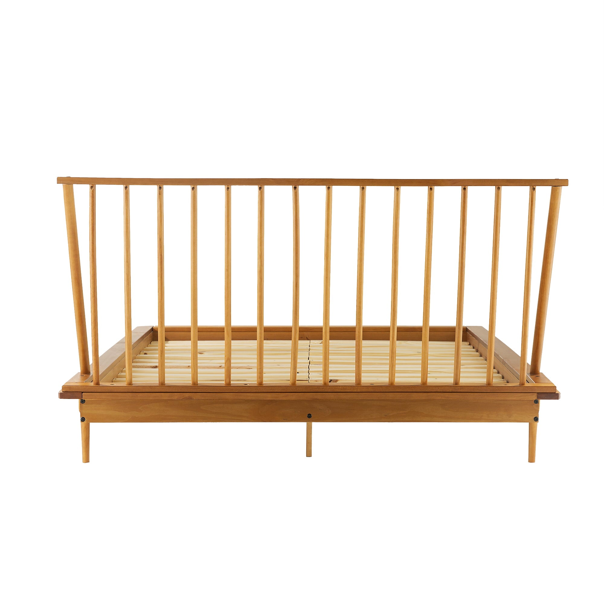 Desert Fields Modern Boho Queen Size Solid Wood Platform Bed, Caramel