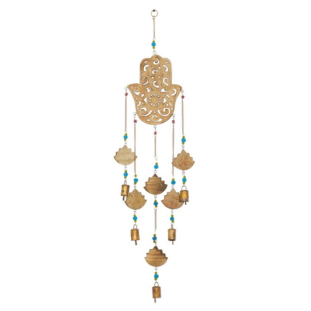 X 7 quot Metal Eclectic Buddha Windchime Brown green blue Olivia amp May