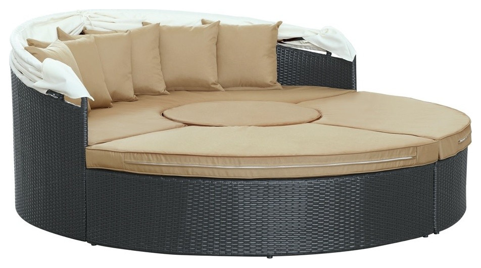 Modway Quest Canopy Outdoor Patio Daybed  Espresso  Orange   Contemporary   Outdoor Lounge Sets   by BisonOffice  Houzz