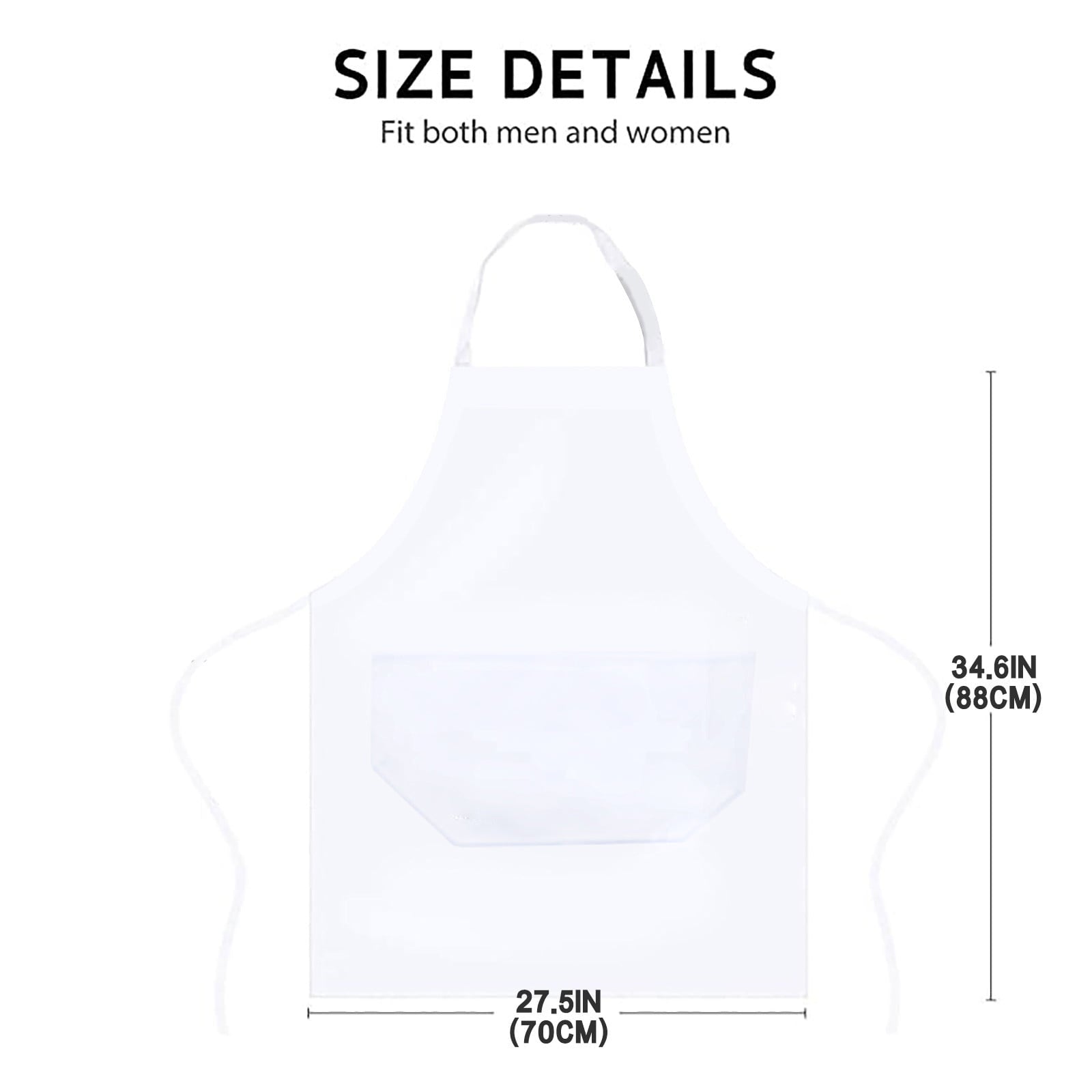 Pompotops (65x75cm) 28 Inches By 35 Inches Pure Cotton Kitchen Apron White Apron