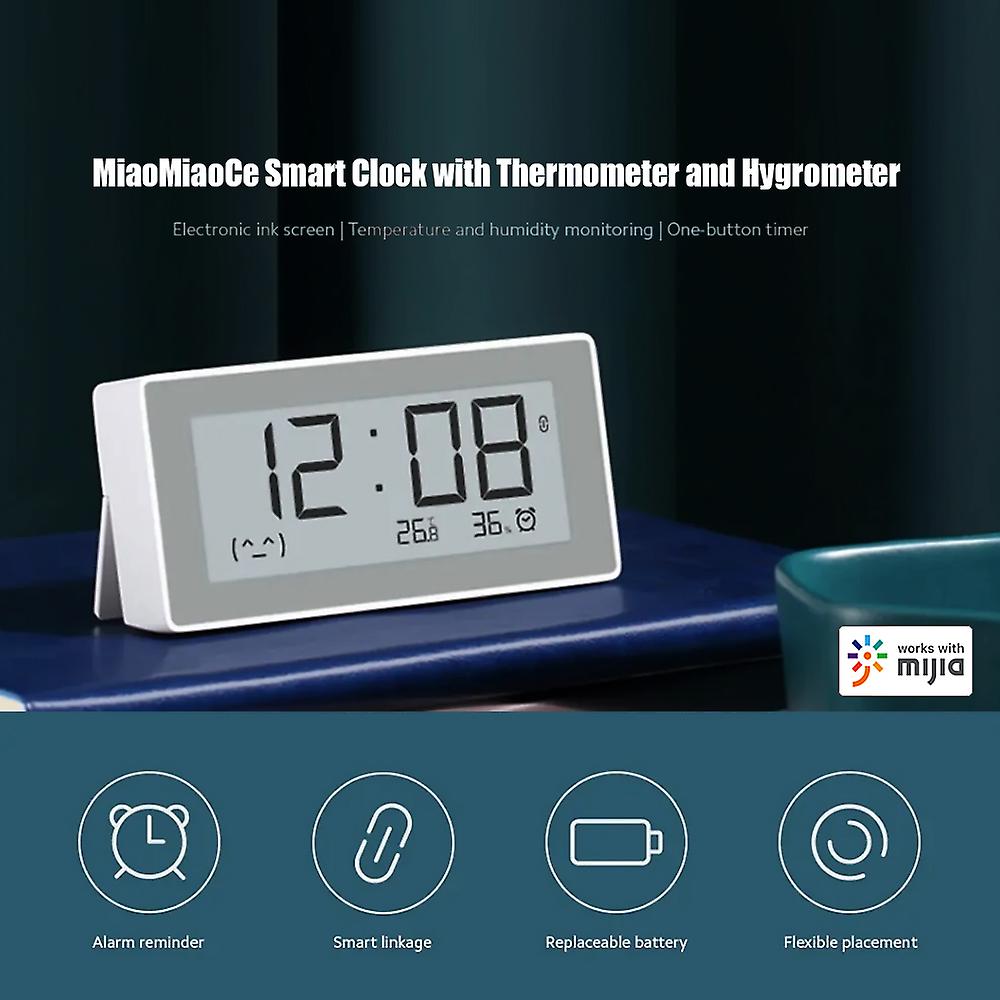 Miaomiaoce Thermometer Hygrometer Accurate Indoor Temperature Humidity Sensor With Clock Lcd Bt Temp Humidity Monitor With Data Storage In App For Hom