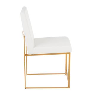 Lumisource Fuji White Faux Leather Gold in High Back Dining Chair (Set of 2) DC-HBFUJI AUW2