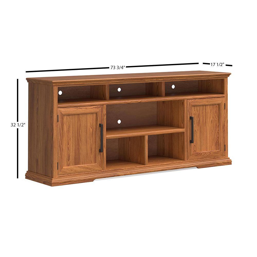 Bridgevine Home 73 in. Fully Assembled Oak Stand Fits TV's up to 85 in. CP1429.GDO