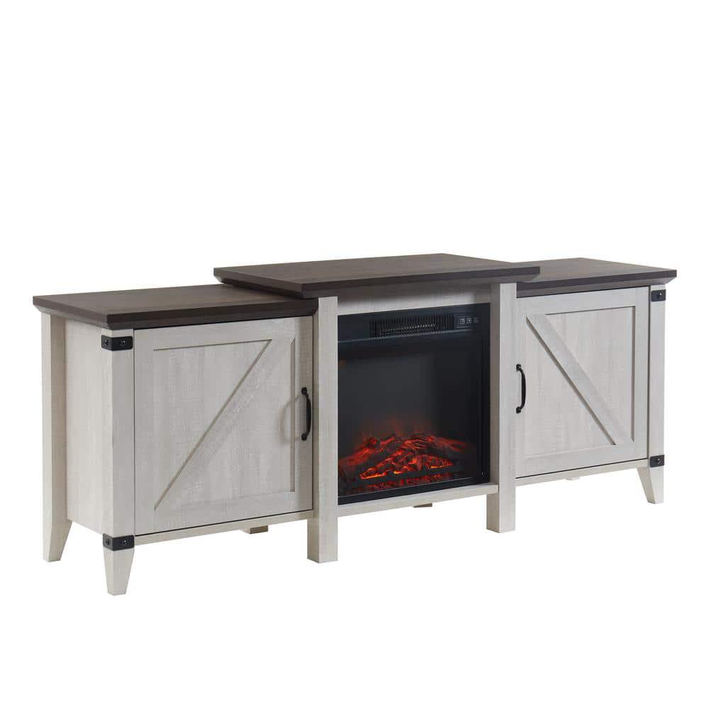 EDYO LIVING 63 in Freestanding Wooden Electric Fireplace TV Stand in Grey