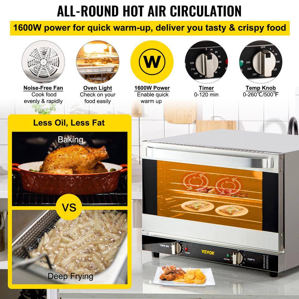 VEVOR Commercial Convection Oven 60 Qt HalfSize Conventional Oven 1800 W 4Tier Toaster Electric Silver Baking Oven 120 V