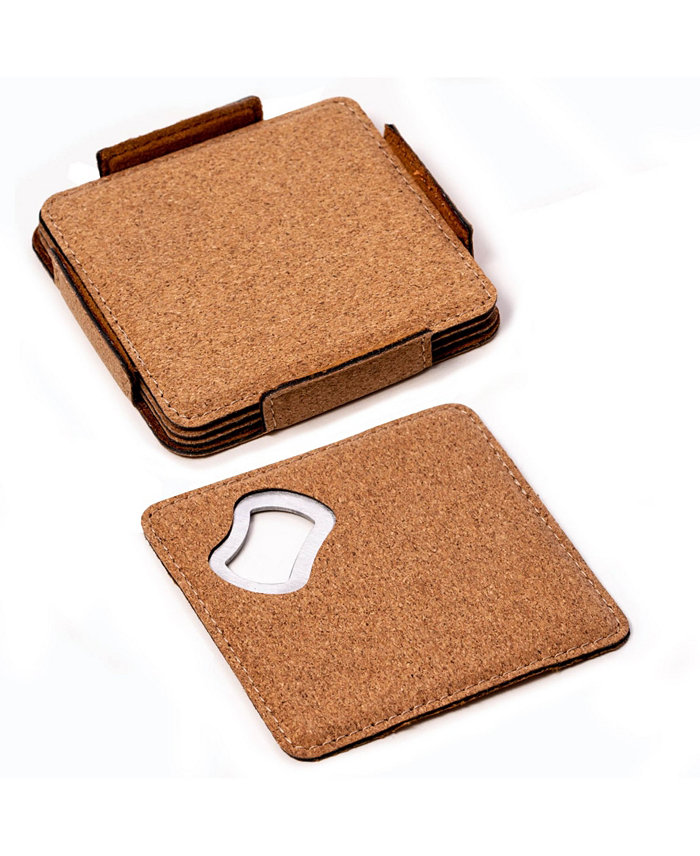 Bey-Berk Coasters with Bottle Opener Set of 4