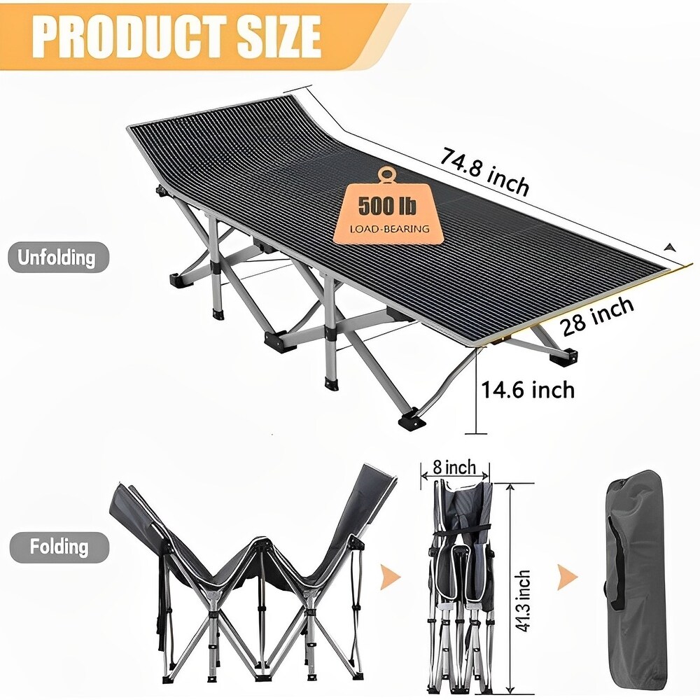 Folding Camping Cots with Removable Cotton Mattress (2 in a set)  600 lbs