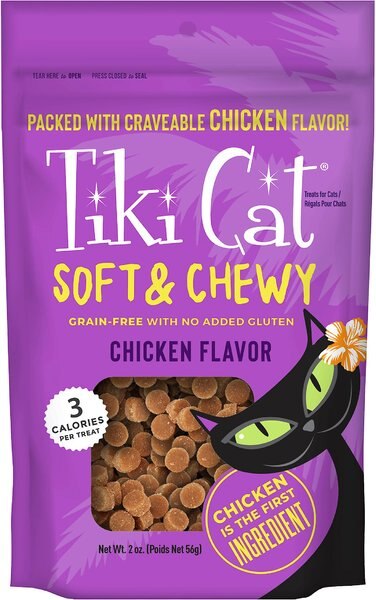 Tiki Cat Soft and Chewy Chicken Recipe Grain-Free Cat Treats， 2-oz pouch