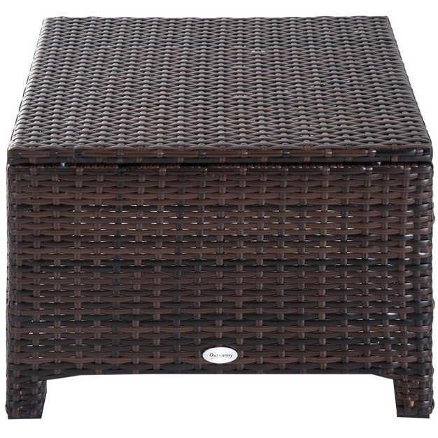 Outdoor Ottoman Pe Plastic Rattan Wicker Fade resistant Patio Footrest With Soft Cushion Steel Frame