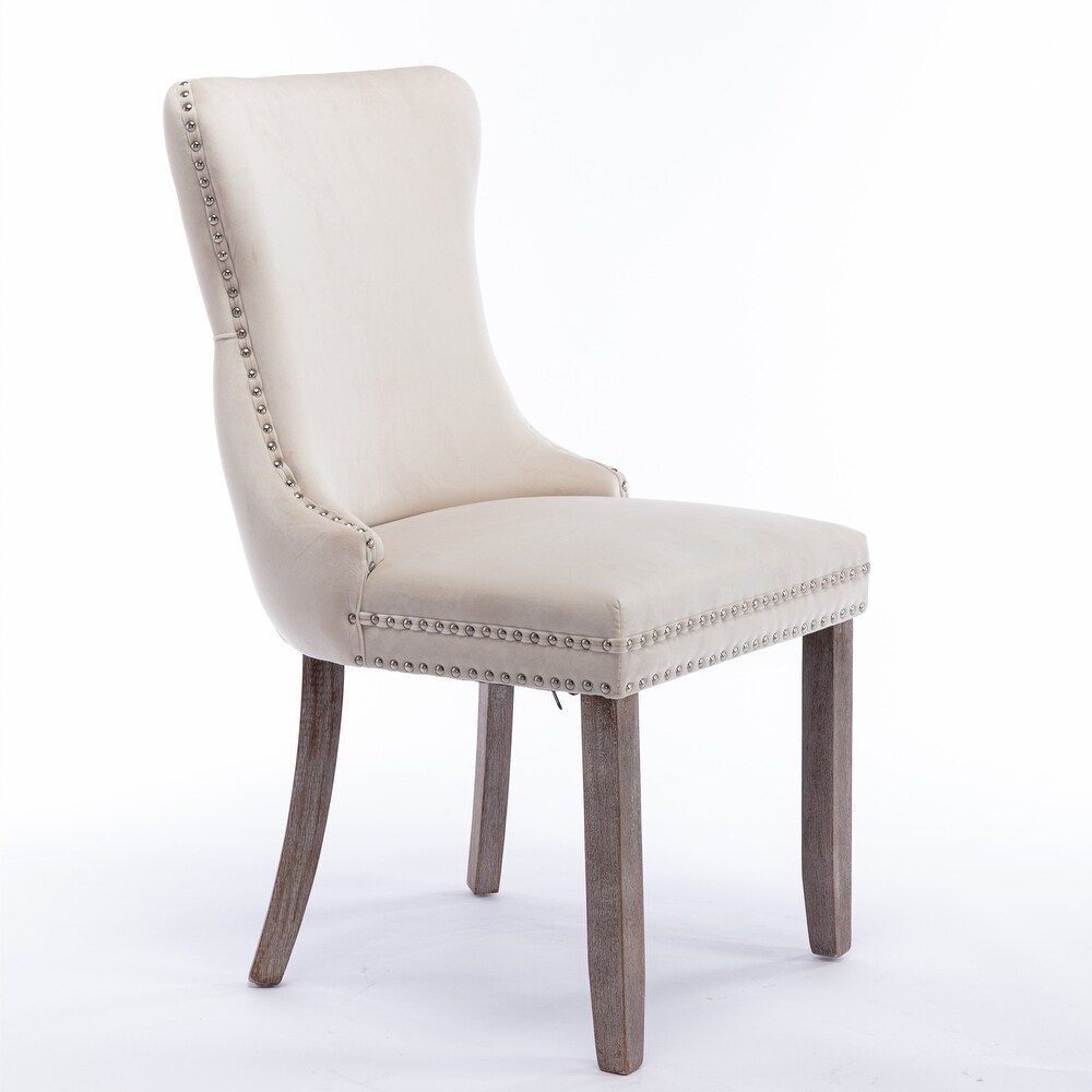 Set of 2 Upholstered Wing Back Dining Chair