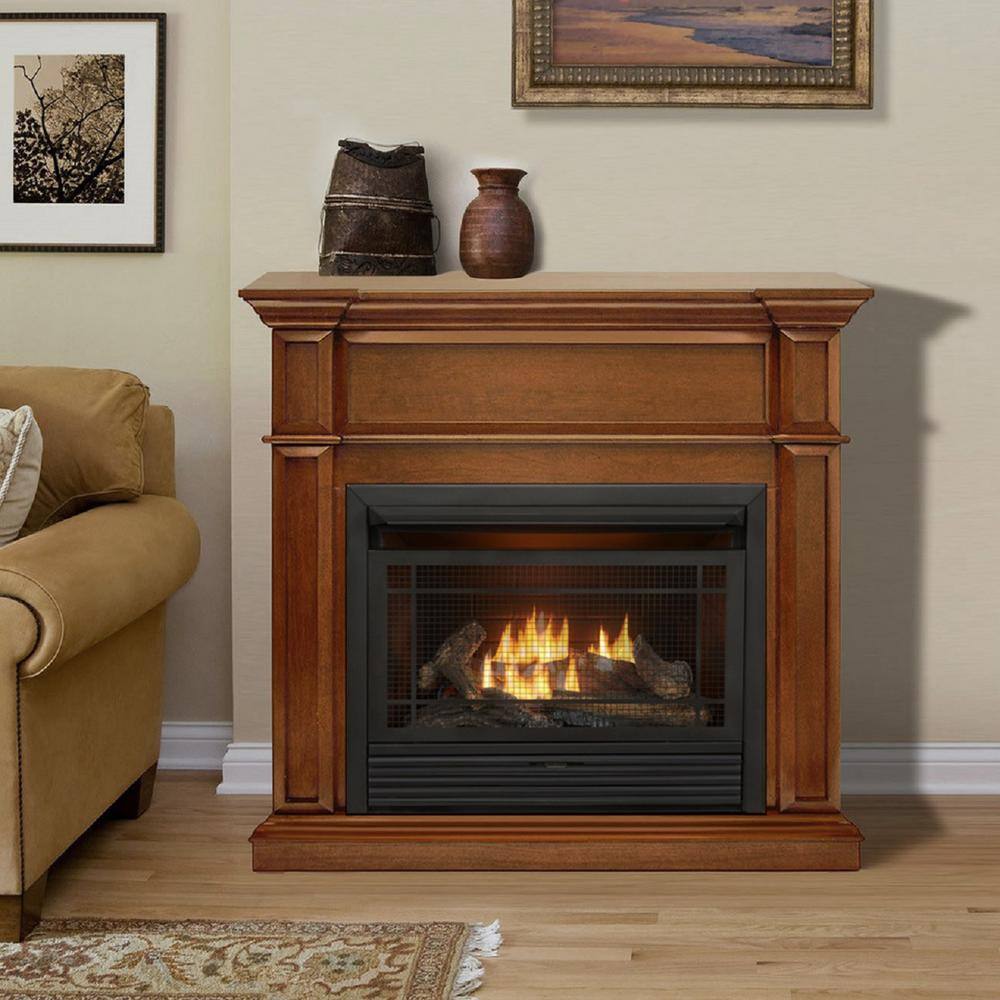 Duluth Forge Dual Fuel Ventless Gas Fireplace - 26000 BTU Remote Control Apple Spice Finish Model DFS-300R-3AS 179256