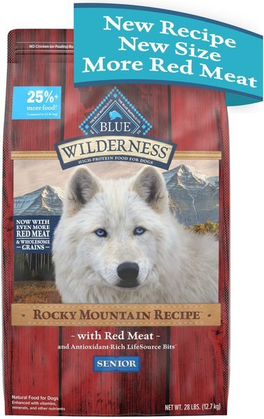 Blue Buffalo Wilderness Red Meat Senior Dry Dog Food， 28-lb bag