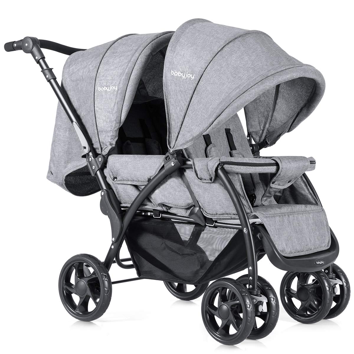 Foldable Double Seat Tandem Stroller  (Gray)