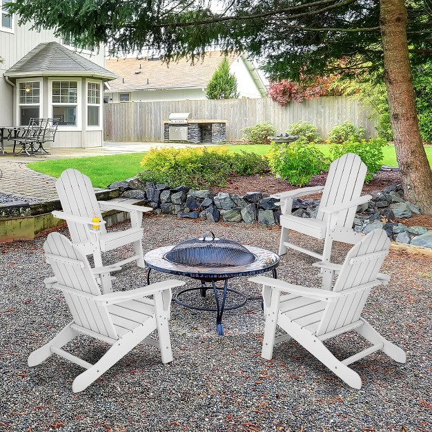 Costway 4pcs Patio Adirondack Chair Weather Resistant Garden Deck W cup Holder White black grey turquoise