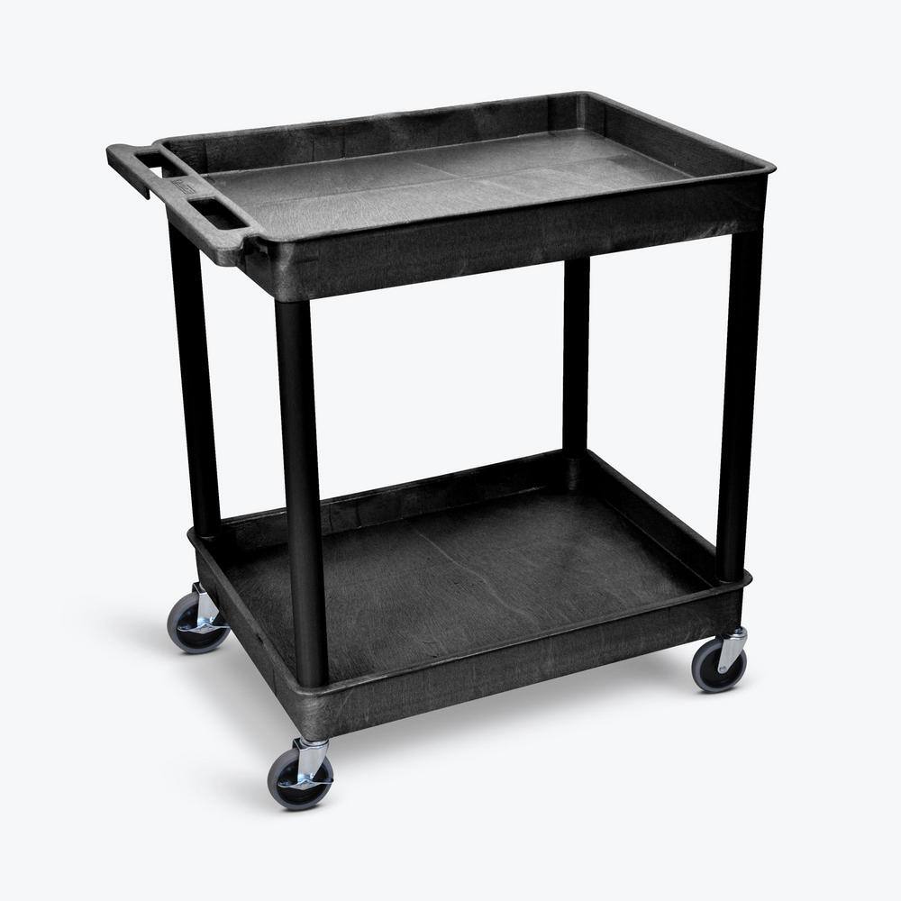 H Wilson TC Series 24 in. W x 32 in. L 2-Tub Shelf Utility Cart Black TC11-B