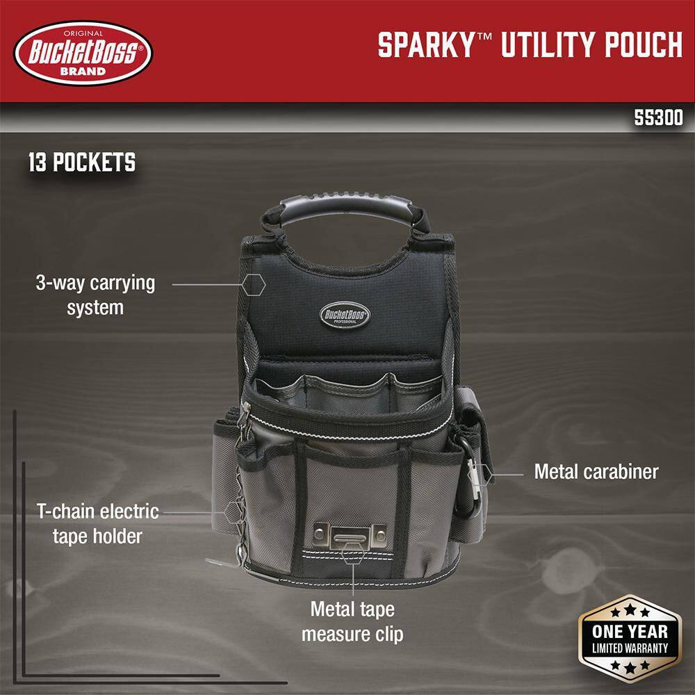 BUCKET BOSS Sparky 9 in. Utility Tool Bag Pouch with Adjustable Tool Belt 55300