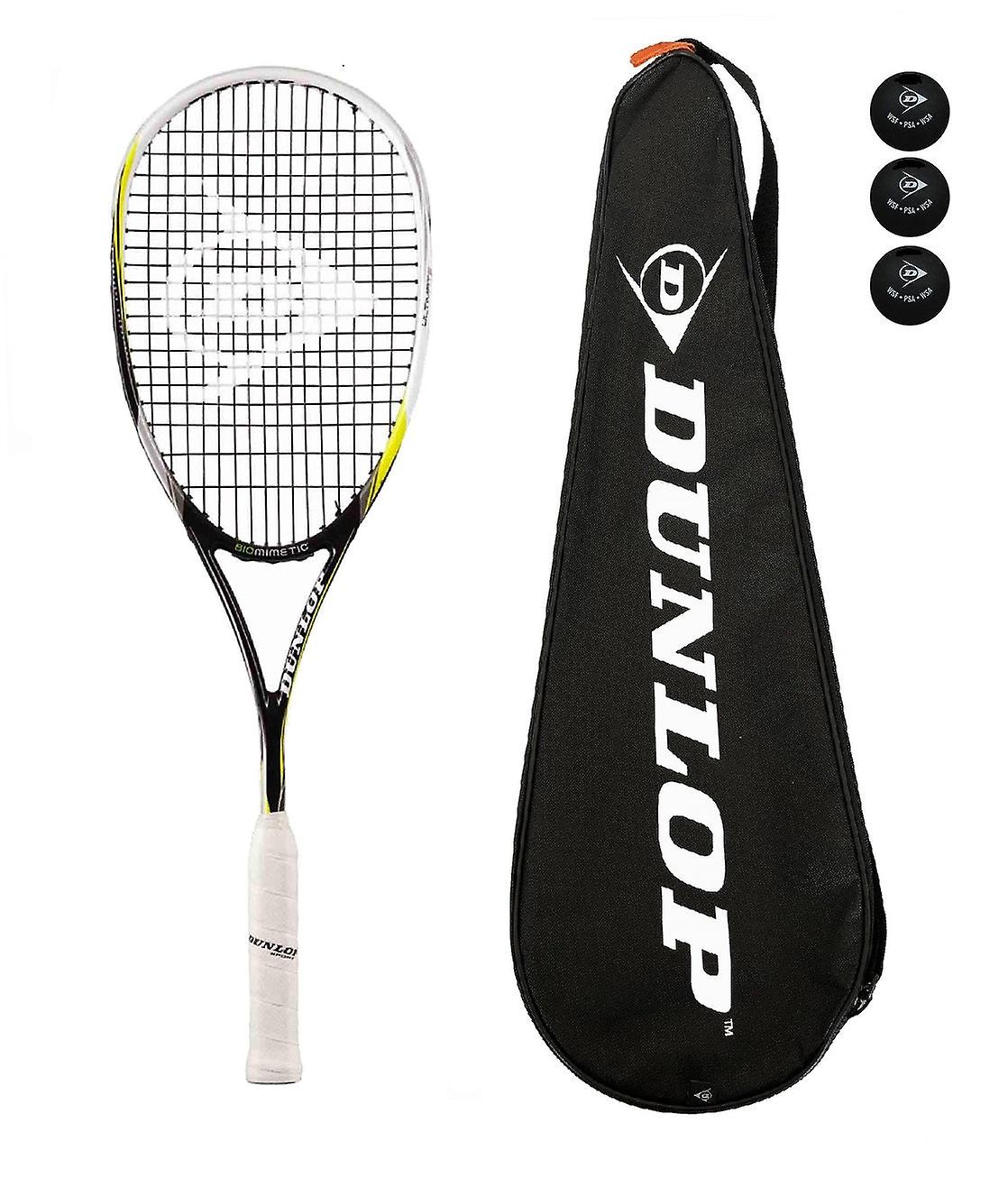 Dunlop biomimetic ultimate squash racket + 3 balls