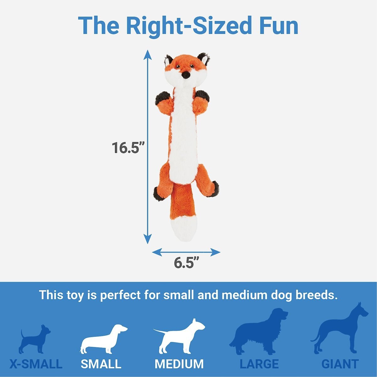 Frisco Skinny Plush Squeaking Fox Dog Toy