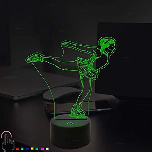 3d Led Figure Skating Night Light 7 Color Change Led Table Desk Lamp Acrylic Flat Abs Base Usb Charger Home Toy Brithday Xmas Kid Children Gift