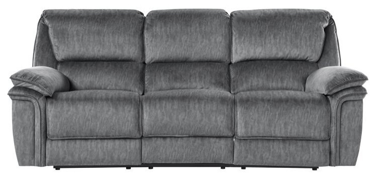 Lexicon 40 quotTraditional Style Microfiber Double Reclining Sofa in Gray   Contemporary   Sofas   by Homesquare  Houzz