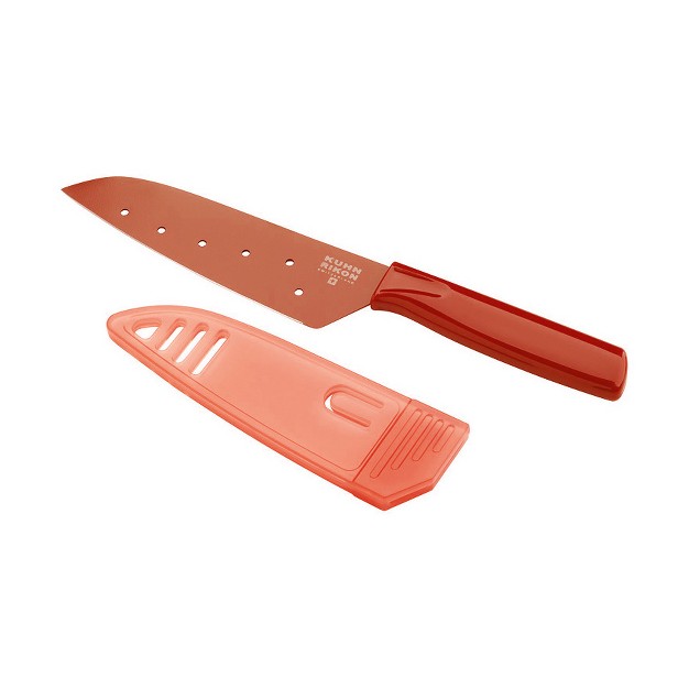 Kuhn Rikon Colori 5 inch Santoku Knife With Sheath Red