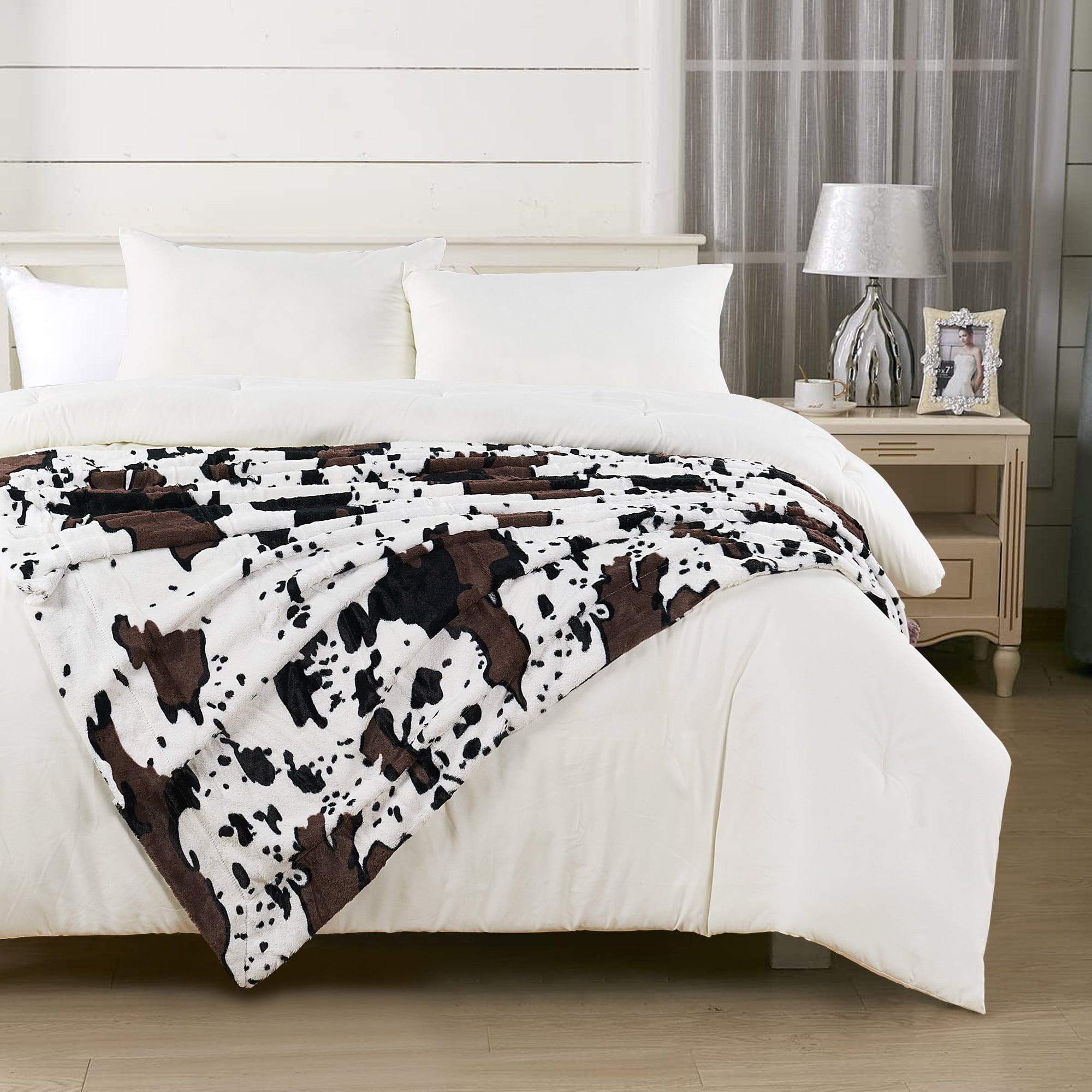 Home Soft Things Animal Double Sided Faux Fur Throw - Cow - 60