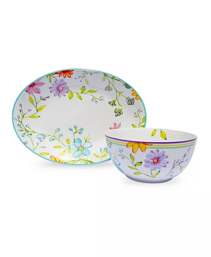 Euro Ceramica Charlotte 9 Serving Bowl Set of Two