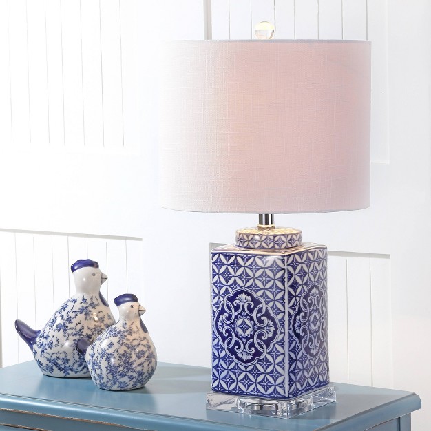 Choi Chinoiserie Table Lamp includes Led Light Bulb Blue Jonathan Y