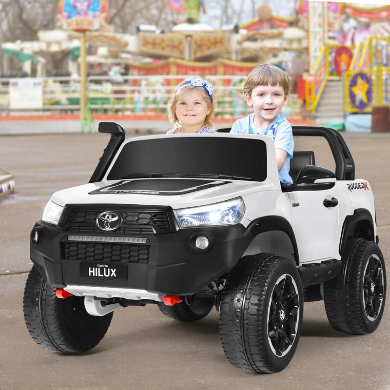 Licensed Toyota Hilux 2-Seater Kids Ride on Car 4WD 2x12V Battery Powered Riding Toy Truck with Remote