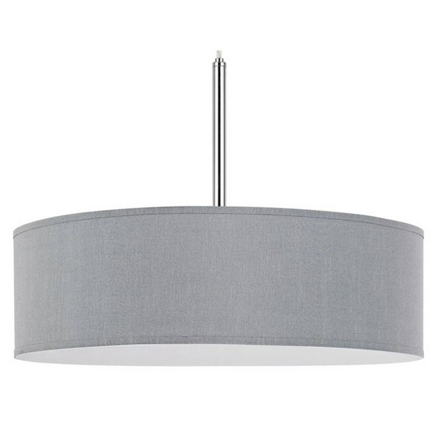 X 18 quot X 14 quot Led Metal Dimmable Pendant With Diffuser And Hardback Fabric Shade Gray Cal Lighting