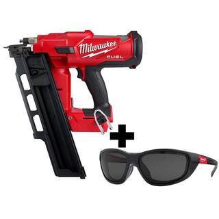 MW M18 FUEL 3-12 in. 18-Volt 21-Degree Lithium-Ion Brushless Framing Nailer and Polarized Tinted Safety Glasses w Gasket 2744-20-48-73-2045