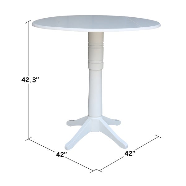 42 in Round Top Dual Drop Leaf Pedestal Table - White