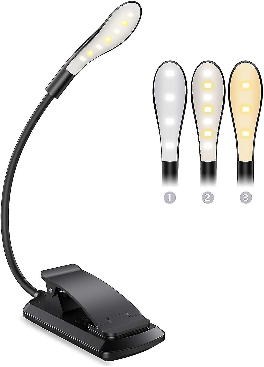 Reading Light， 7 Led Reading Light Rechargeable Clip Lamp， 360 Flexible Neck， 3 Color Temperature