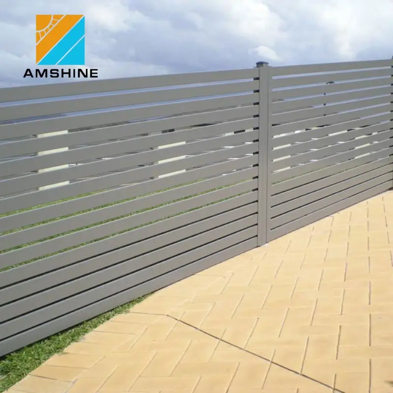 Factory supply modern design horizontal powder coating dark grey aluminum slat fence cost